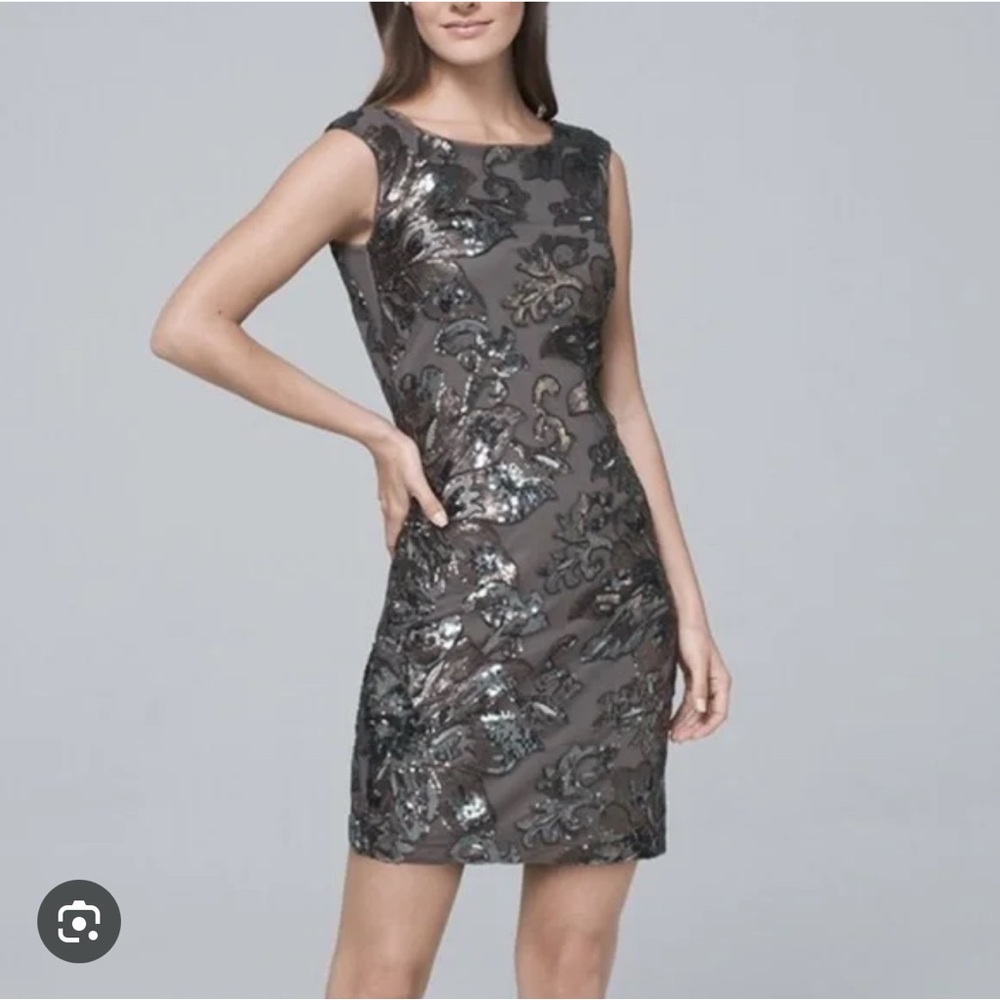 White House Black Market Gray Sheath Cocktail Dress